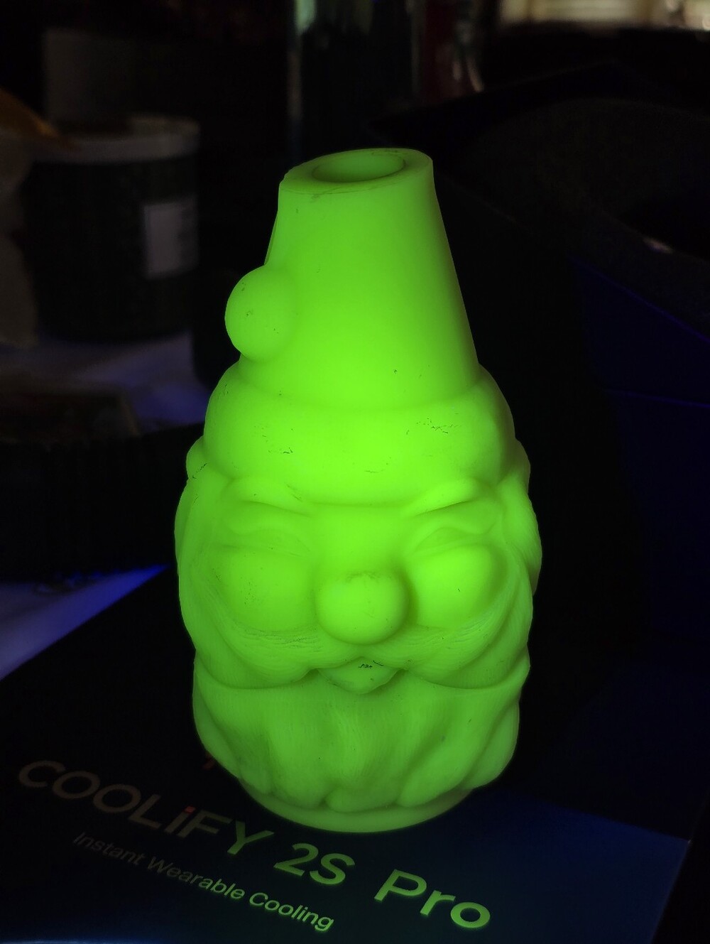 Vintage Fenton satin Santa Fairy Lamp Uranium Glass Candle Holder Glows !